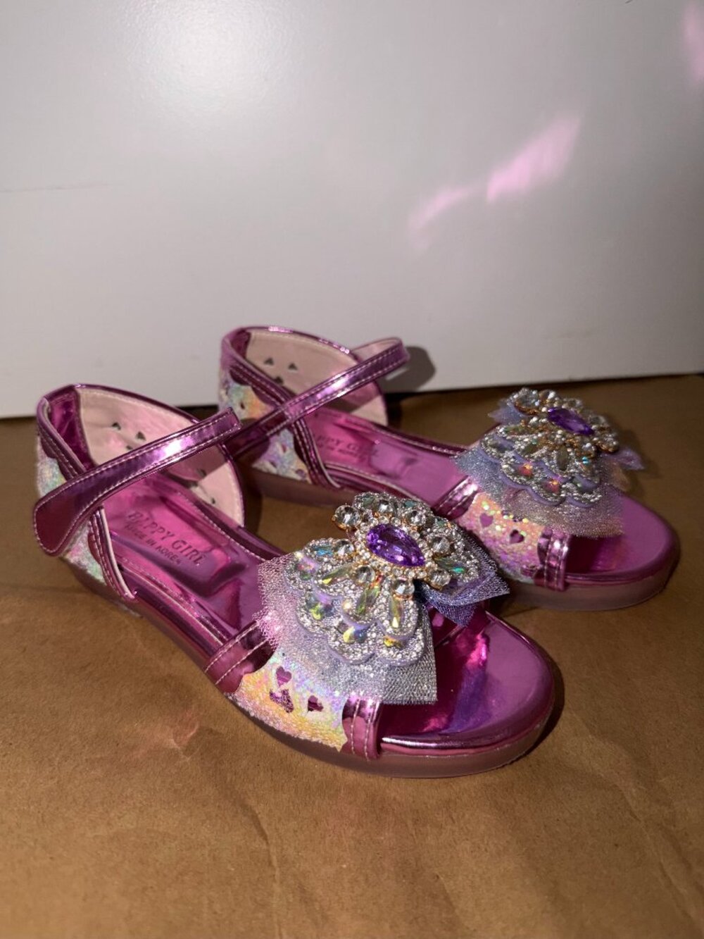 Happy Girl Pink Princess Rhinestone Dress Shoes - Korean Size 190 (US 12)